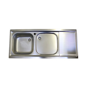 Stainless steel Kitchen sink 1160mm x 500mm Single Bowl & Shallow Bowl with Drainer