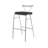 Stainless steel kitchen bar chair with black cushioned seat and slim backrest – 650mm height