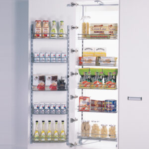 Tandem Pantry with 8 chrome baskets for 600mm kitchen cupboard