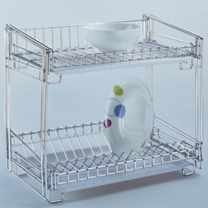 two leve stainless steel rack for dishes and cups