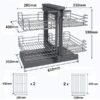 Magic Corner Reversible internal basket dimensions diagram showing full basket measurements for corner unit installation.