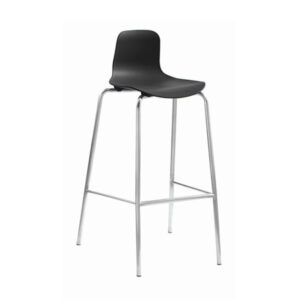 Bar chair with stainless steel frame and black seat