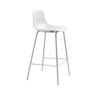 Stainless steel bar chair with white seat