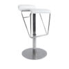 White bar stool with gas adjustable height and stainless steel foot rest