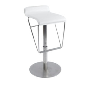 White Bar chair with adjustable height and stainless steel base and frame