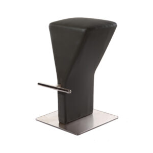 Black leather bar chair with stainless steel base