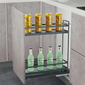 2-level solid MDF base pull out for kitchen cupboard organizer