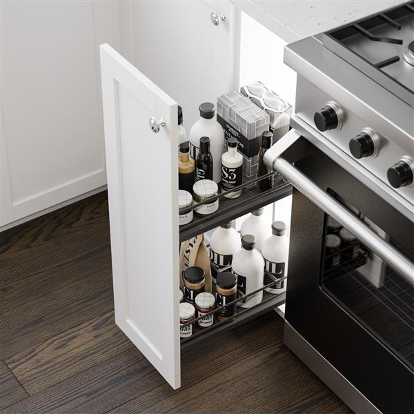 Anthracite wooden base 2-level kitchen pull out organiser