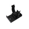 Black plastic clip for attaching wooden kitchen plinths to adjustable cabinet legs