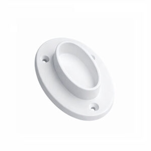 White plastic oval wardrobe rail end bracket 19mm