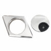 Angled aluminium cable grommet showing removable insert and base