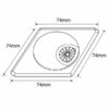Technical drawing of angled cable grommet showing 74mm size and 60mm cut-out