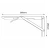 Technical drawing of folding shelf bracket with dimensions 295mm length and 140mm height