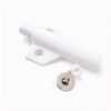 White heavy duty magnetic push catch with wing mount including strike plate screw and fitting components