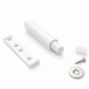 white heavy duty magnetic push catch with strike plate and screw