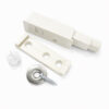 white short arm push catch underside view for cabinet installation