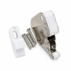 spring catch mechanism with striker and mounting screws