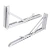 White folding shelf bracket open in use position with locking arm mechanism visible