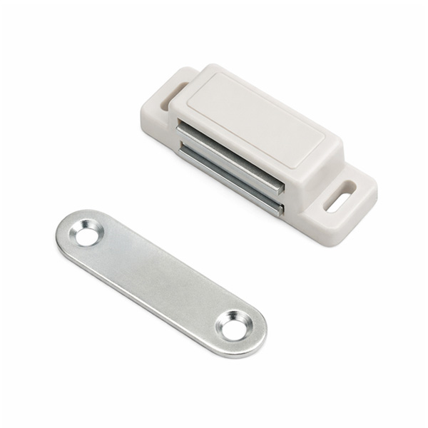 white magnetic cabinet door catch with metal plate
