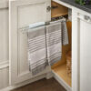 chrome 3 arm pull out cabinet towel holder with multiple towels hanging