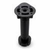Top mounting plate view of a black plastic kitchen base adjuster leg with adjustable height from 150mm to 180mm