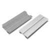 Front and rear views of flexible silver corner connector for 150mm kitchen plinths and kickplates