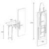 Standing ironing board specification drawing showing open and folded dimensions, including 990mm depth, 955mm height, 1370mm folded height and 350mm width.