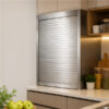 Aluminium Smart Box roller shutter appliance garage in a modern kitchen with stainless steel finish