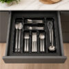 Black Onyx cutlery tray drawer organiser with utensils in modern kitchen drawer