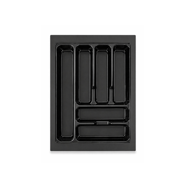 Black Onyx 450mm cutlery tray drawer organiser with multiple compartments