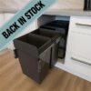 Deluxe Enviro Bottom Bin 400mm 56L with back in stock banner in kitchen cabinet