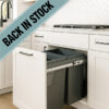 Deluxe Enviro Bottom Bin 450mm 60L with back in stock banner in kitchen cabinet