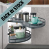 Nano Peanut Anthracite corner swing trays with back in stock banner in kitchen cabinet