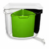 Rotating 3-pail bin 600mm 30L with white black and green 10L buckets