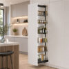 Six-basket Soft Motion Pantry Pull-Out in a modern white kitchen