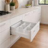 Elite 7 kitchen drawer organiser with dividers for pantry storage and frosted glass sides