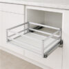 Grace Basket aluminium pull-out drawer with soft motion slides installed in a white kitchen base cupboard
