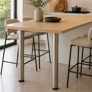 80mm kitchen counter legs supporting wooden kitchen island with seating