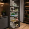 Luxe Glass Grace pull out glass baskets used as a modern drinks cabinet